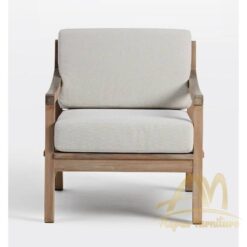 Bali Teak Lounge Chair Fine Sanded with Cushion - Modern Furniture Handmade solid wood from Indonesia Manufacture