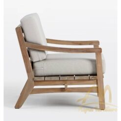 Bali Teak Lounge Chair Fine Sanded with Cushion - Modern Furniture Handmade solid wood from Indonesia Manufacture