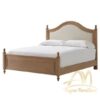 Arched Paneled Wood Framed Upholstered Queen Bed in Brown Color