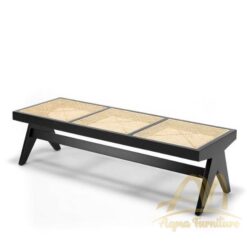 Paris Bench Teak with Rattan Seat Black Color