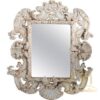 Rococo Mirror with Carved White Painted