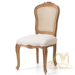 French Rattan Back Dining Chair Solid Wood