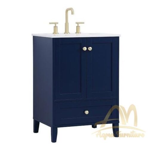 Bathroom Vanity Cupboard Dark Blue Painted No Marble