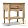 French Teak Bedside With Drawers White Wash