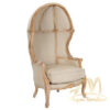 French Porter Balloon Chair Upholstered Beige Fabric French Porter Balloon Chair Upholstered Beige Fabric
