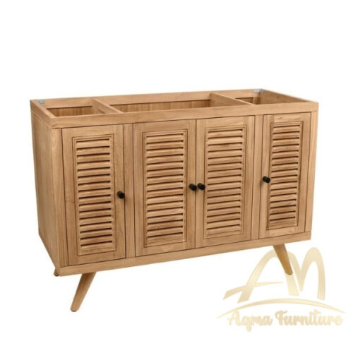 Bath Vanities 72 Inch California Solid Teak Wood Fine Sanded