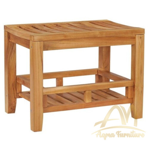 Teak Bath Bench with Shelf Alabama