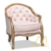 French Light Pink Velvet Accent Chair Solid wood Frame with Antique Wash Color