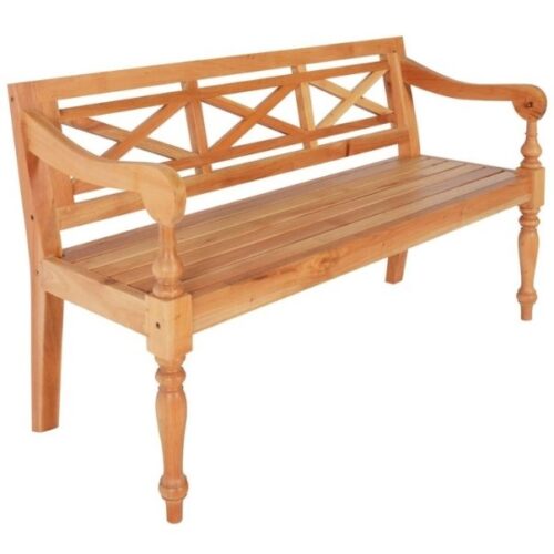 Outdoor Bench Classic Solid Teak Wood 2 Seaters Norway