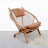 Round  Lounge Teak Patio Chair with Paracord
