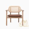 Arm Chair for Lounge Teak Wood with Rattan Backrest