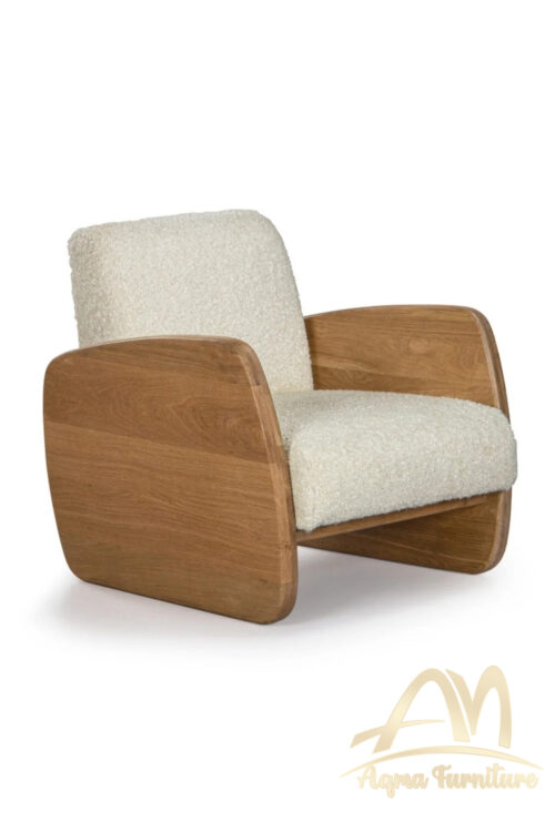 Modern Design Wood Upholstered Nordic Wood Leisure Chair Single Sofa Living Room Accent Chair