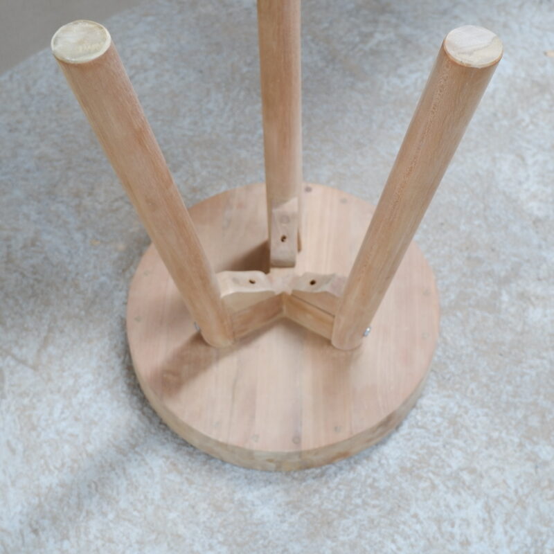 Round Teak Wood Outdoor Side Table 3 Legs