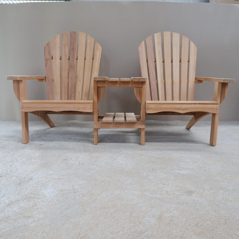 Natural Teak Wood Double Seat Adirondack Chair