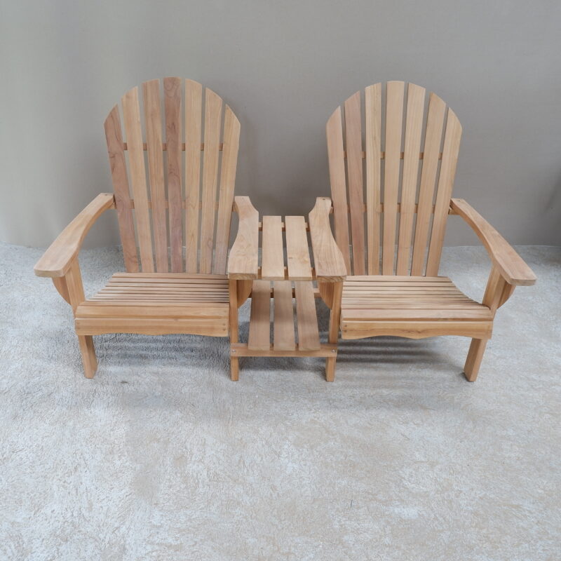 Natural Teak Wood Double Seat Adirondack Chair