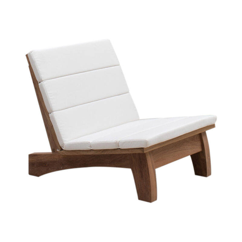 Solid Teak Lounge Chair with White Cushion