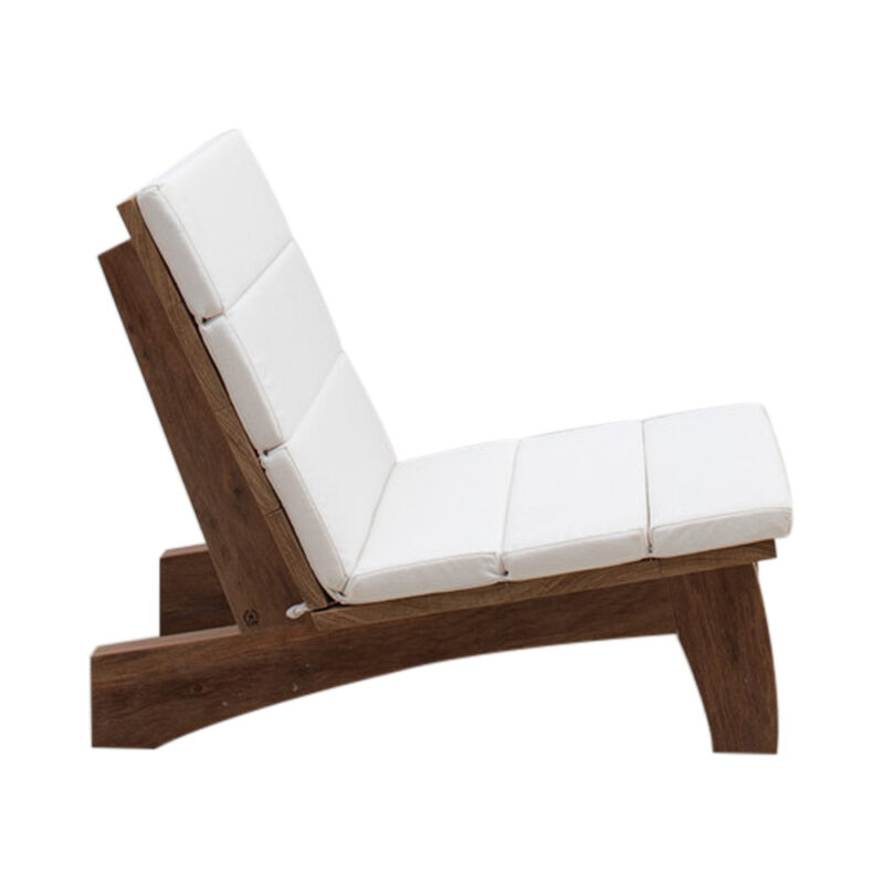 Solid Teak Lounge Chair with White Cushion