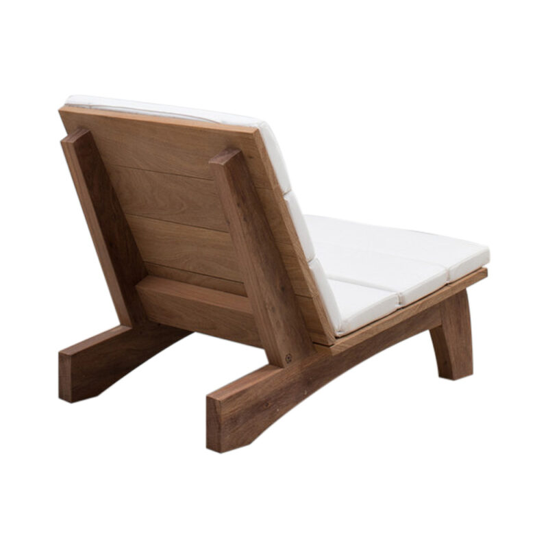 Solid Teak Lounge Chair with White Cushion
