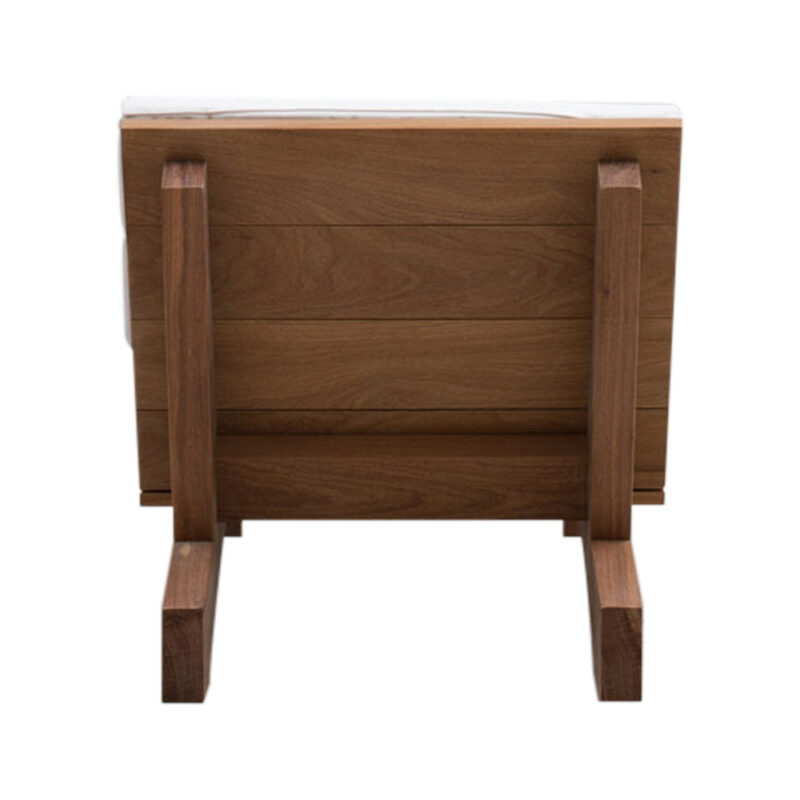 Solid Teak Lounge Chair with White Cushion