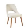 Modern Teak Dining Chair with White Fabric Upholstered Leeds Modern Teak Dining Chair with White Fabric Upholstered Leeds