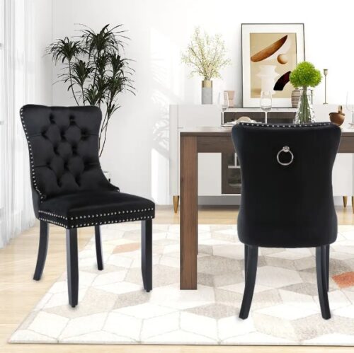 Modern Dining Chair with Black Fabric Upholstered Edinberg