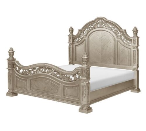 french style european bed with carved bronze painted