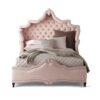 Tufted Bed with Canopy French style King Size Custom Color Fabric Velvet
