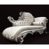 Silver wedding sofa carved with Fabric white