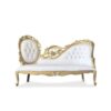 Wedding sofa 2 Seaters Carved Gold Frame and white leather