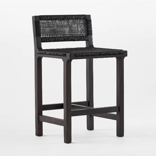 Teak Bar Chair with Paracord Seat Dark Color Venice