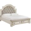 French Style Bed Teak Wood with 2 Drawers Bari