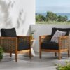 Outdoor Teak Club Chair with Black Color Cushion