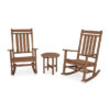 Teak Patio Rocking Chair Set With Side Table in Brown Color Teak Patio Rocking Chair Set With Side Table in Brown Color