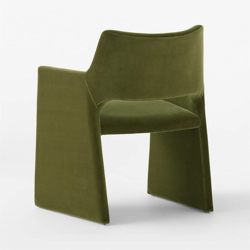 Olive Green Fabric Dining Chair Frame Wood