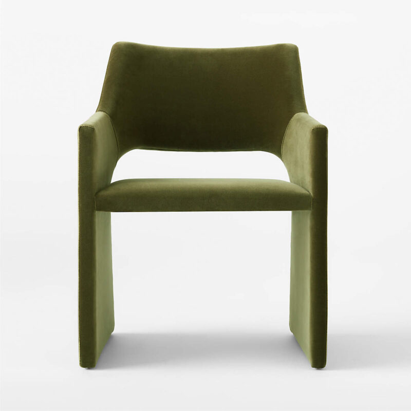 Olive Green Fabric Dining Chair Frame Wood