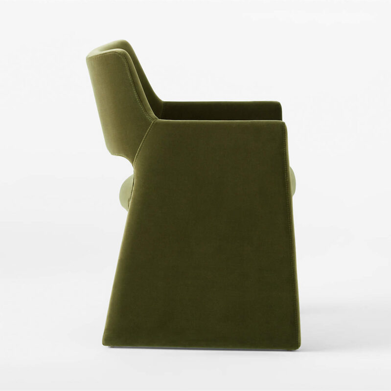 Olive Green Fabric Dining Chair Frame Wood
