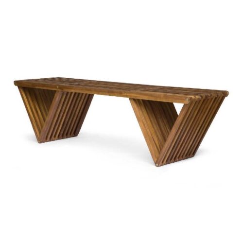 Teak Wood Triangular Legs Bench Garden