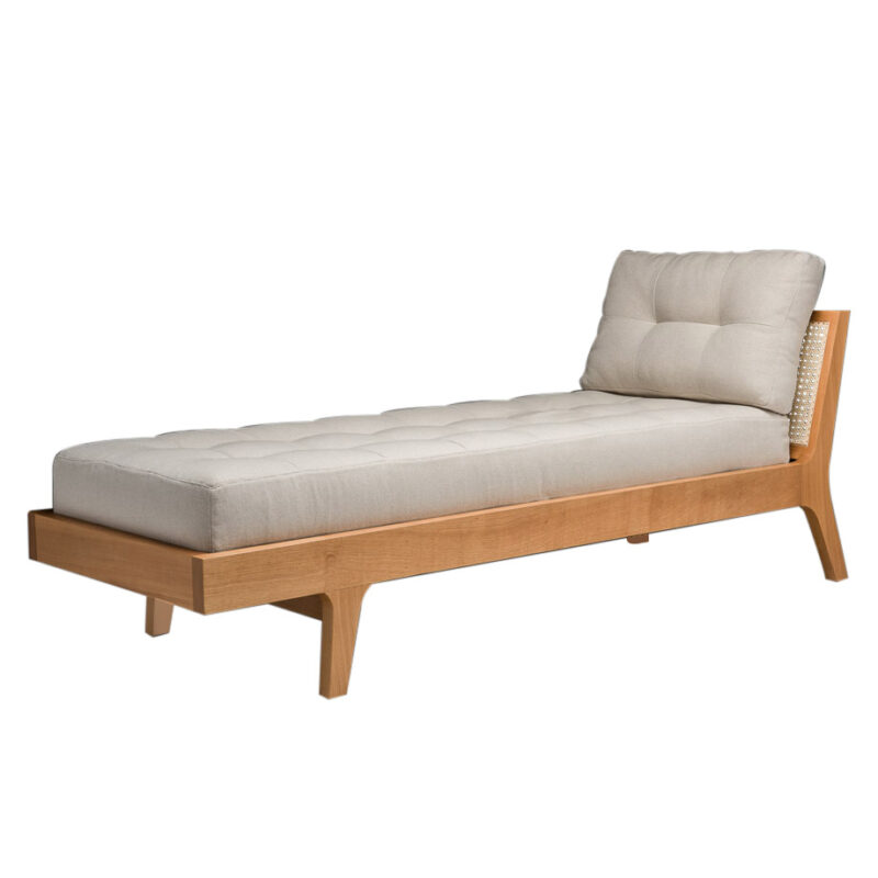 Natural Teak Daybed Rattan Backrest with Cushion