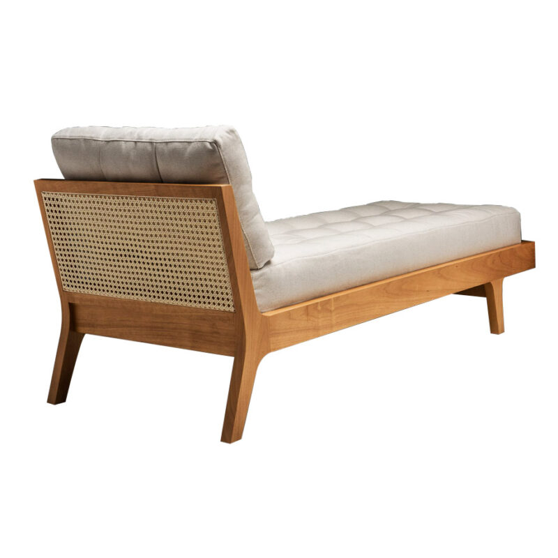 Natural Teak Daybed Rattan Backrest with Cushion