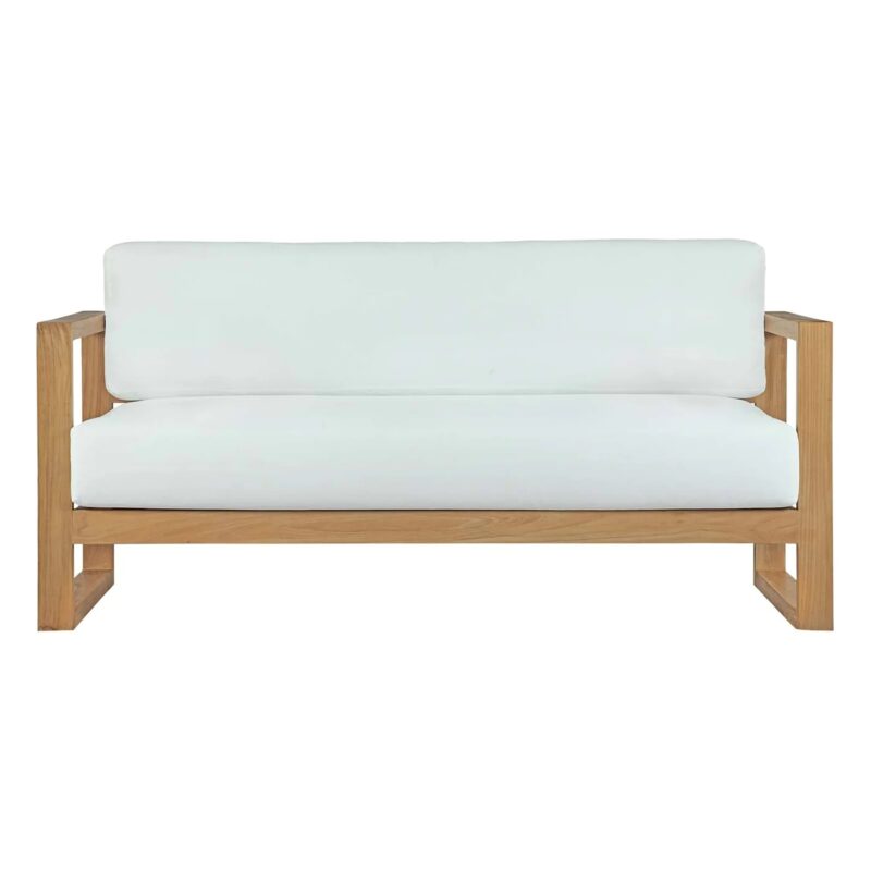 Outdoor Teak Sofa 2 Seater with White Cushion Poland
