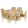 outdoor garden wood oval dining table set with 4 seater