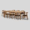 natural solid teak dining set 8 seating with rope seater