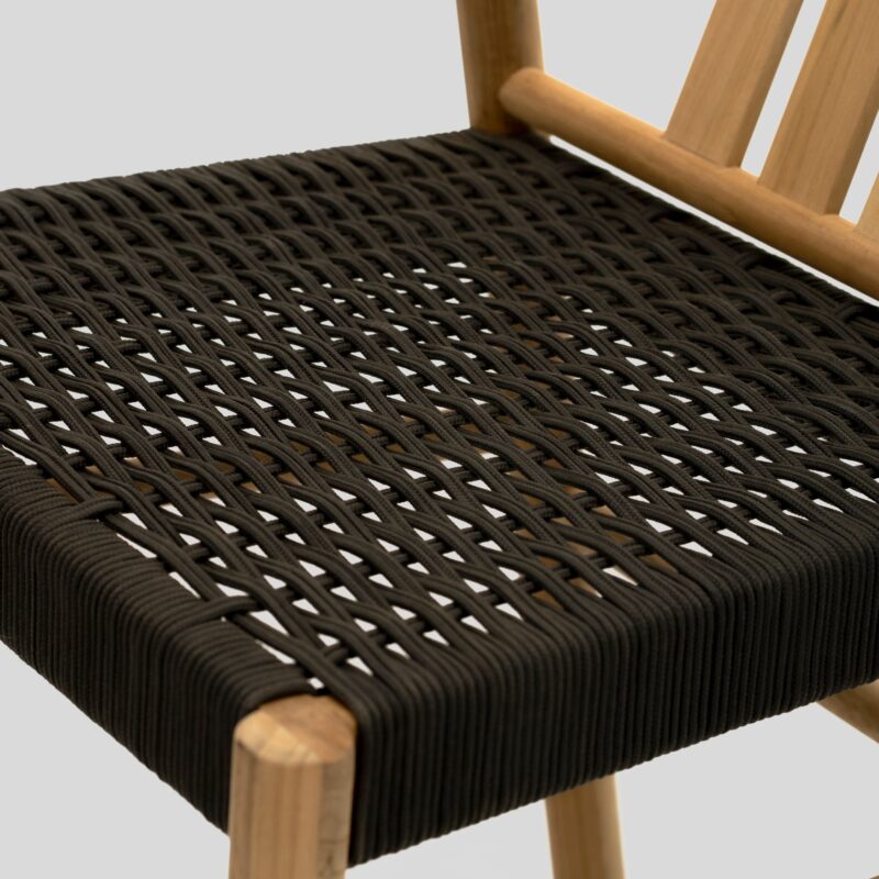 natural solid teak dining set 8 seating with rope seater