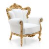 carved sofa chair white fabric upholstered with gold frame carved sofa chair white fabric upholstered with gold frame