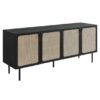 wooden buffet black color 4 doors with rattan georgia