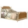 French style bed white color with rattan headboard