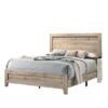 wood bed platform block headboard weathered teak color