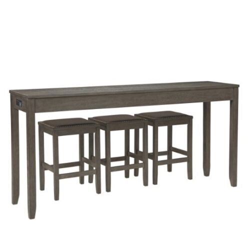 bar table set with stools Grey teak wood
