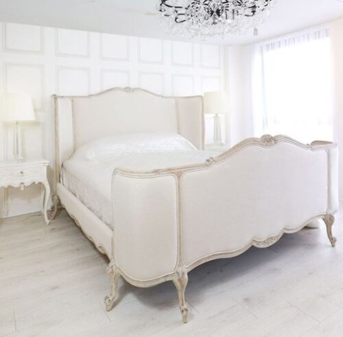 french style bed platform white color upholstered
