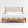 minimalist bed platform synthetic leather woven headboard